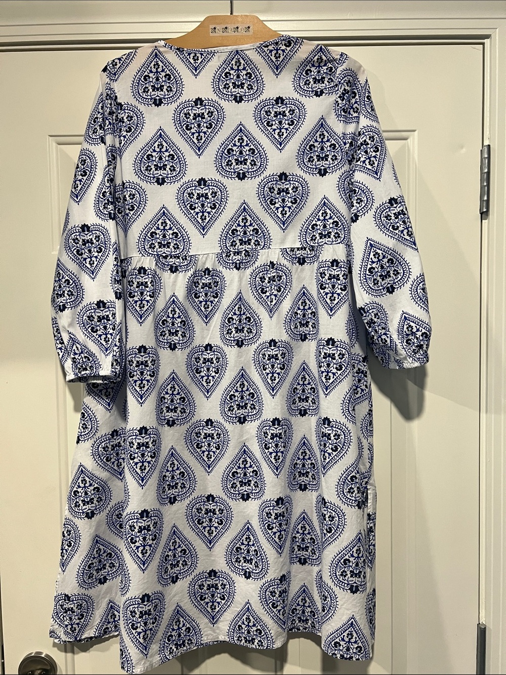 J Crew Women's Blue/White Cotton Tunic Dress Sz XS Boho Summer Beach Resort - Picture 2 of 13